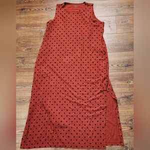 Lands End Sleeveless Polka Dot 100% Cotton Maxi Dress EUC Size XL ❤️